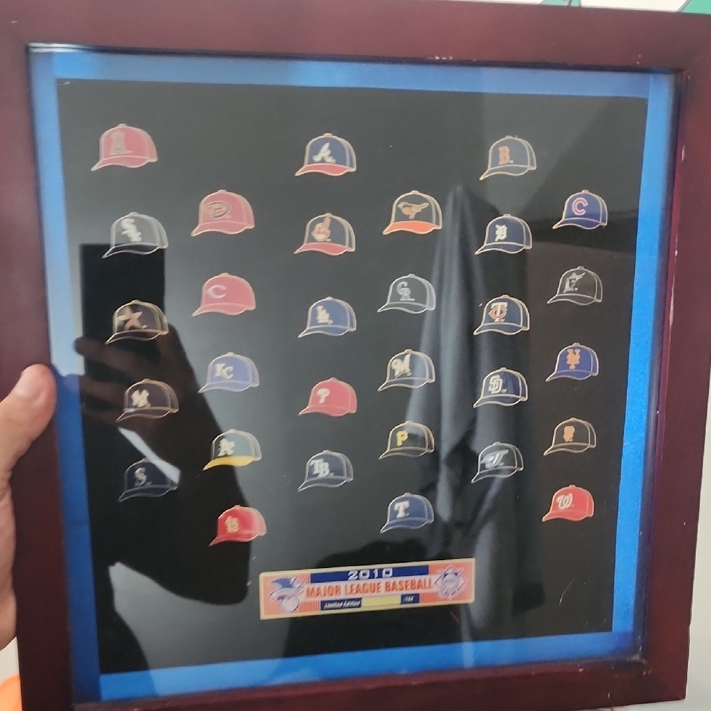 Framed MLB Baseball Cap Collection Display